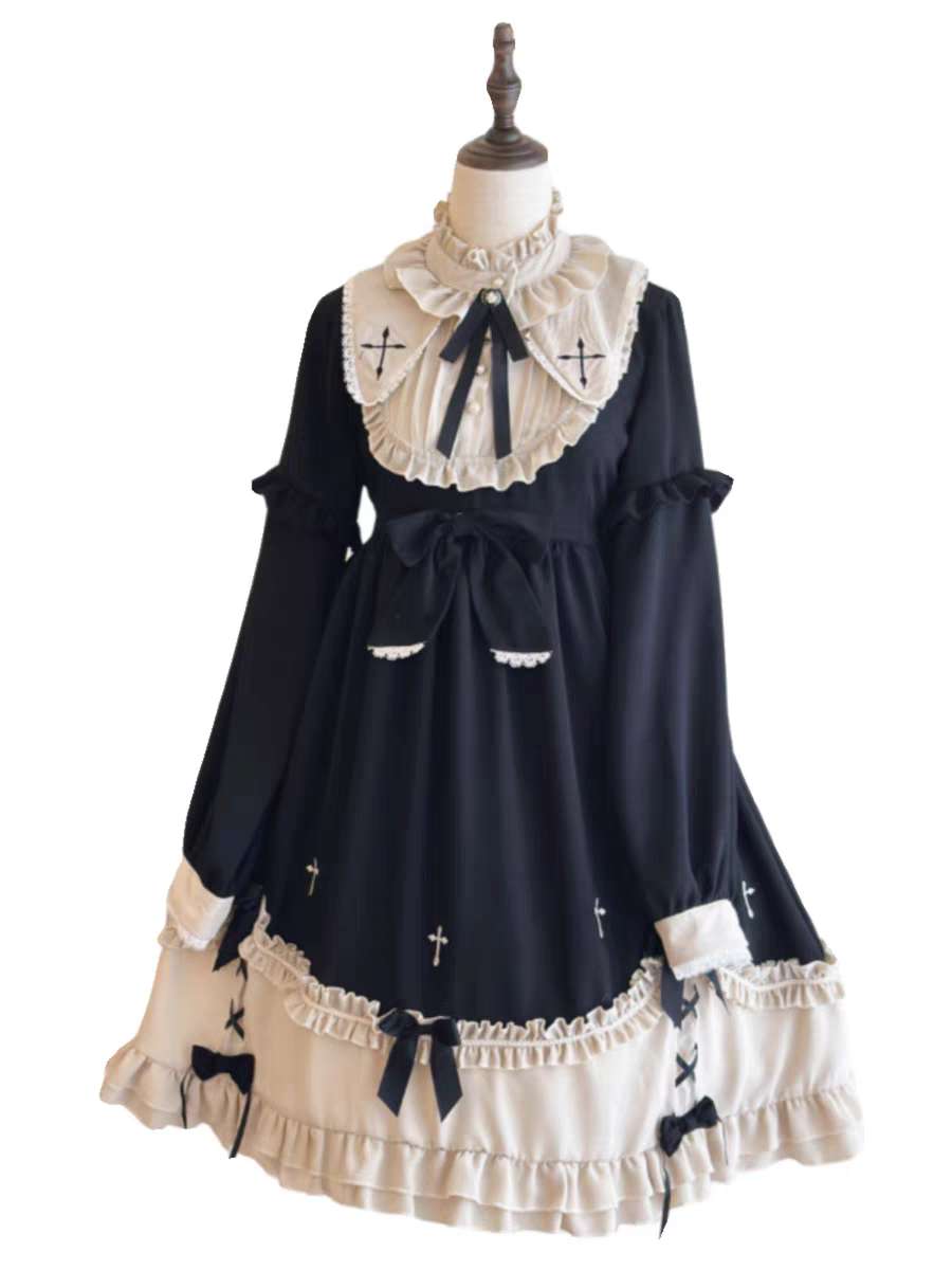 🖤🕯 "Requiem of Lace" – Gothic Lolita One-Piece 🕯🖤