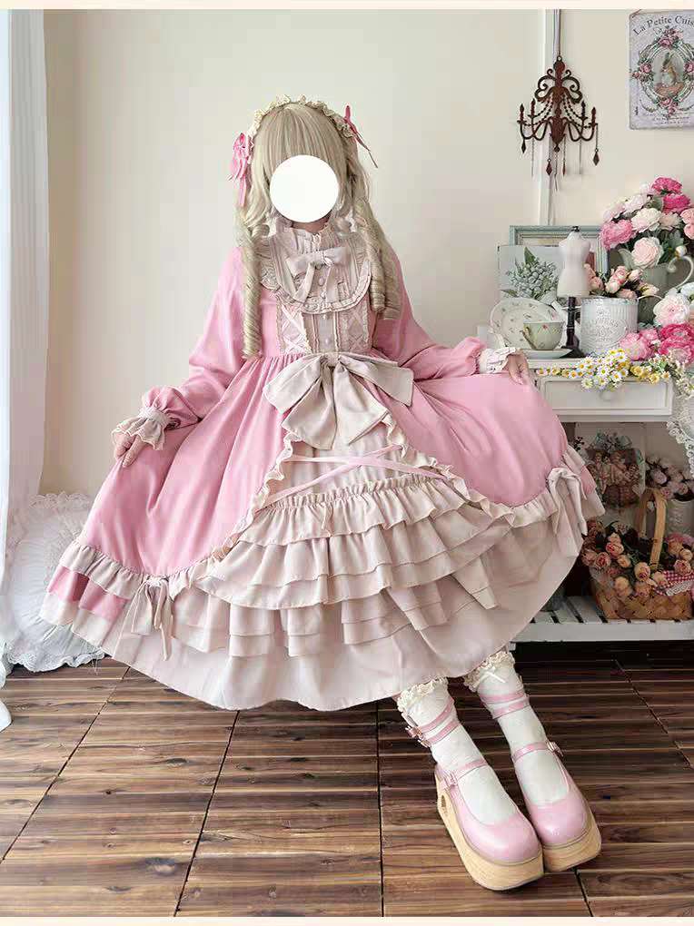 🎀 “Royal Ribbons” – Classic Lolita Long-Sleeve OP 🎀