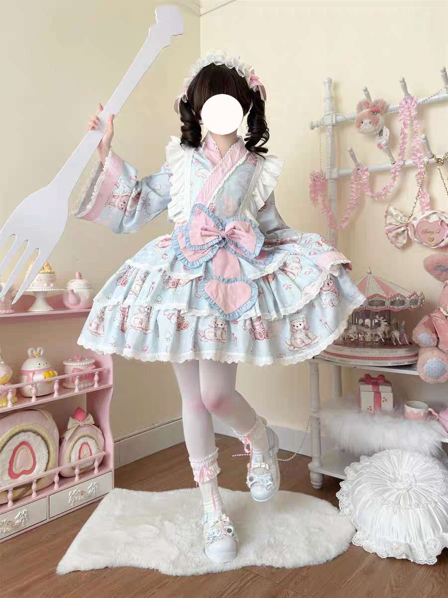 🍓🍰 "Sweet Sakura Picnic" – Kimono Lolita Dress 🍰🍓