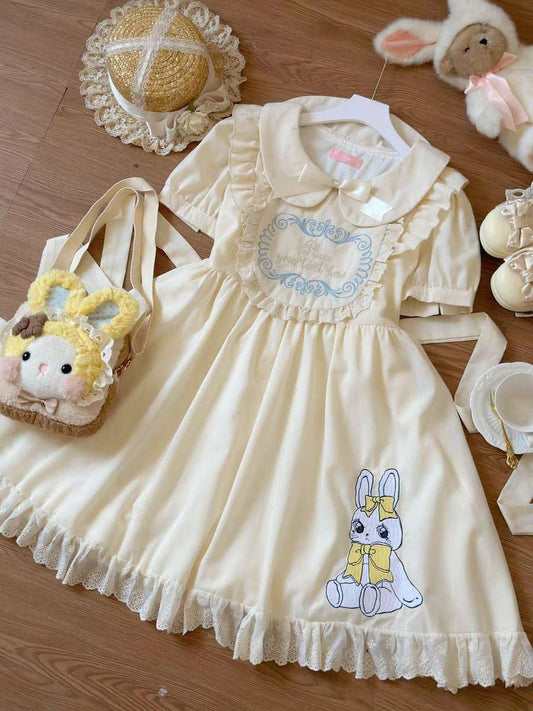 🐇🌼 “Honey Bunny Picnic” – Casual Sweet Lolita Dress 🌼🐇