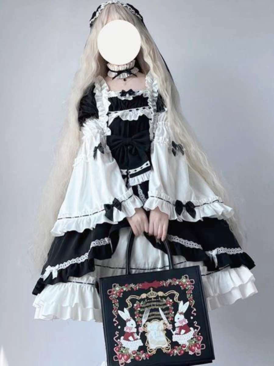 🖤🍰 "Monochrome Waltz" – Classic Gothic Lolita Dress 🍰🖤