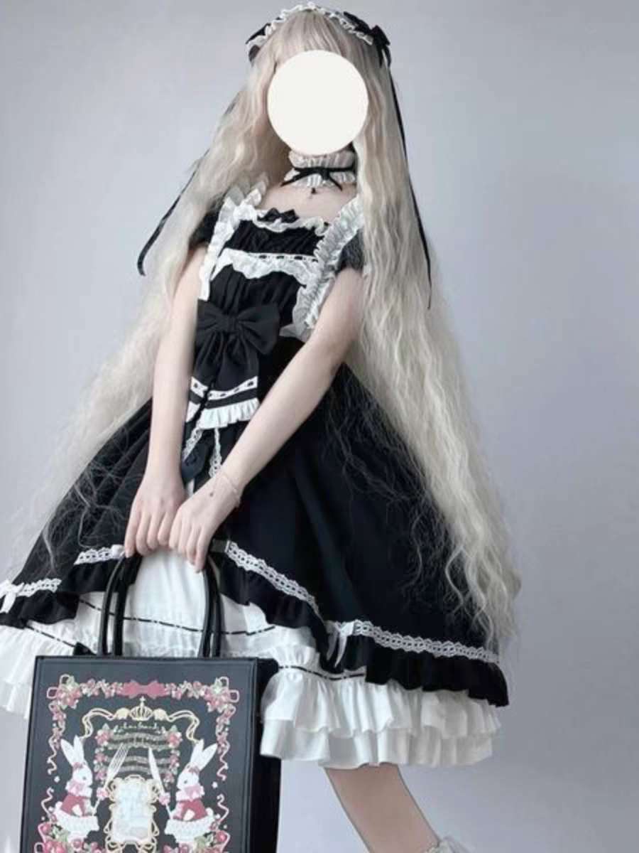 🖤🍰 "Monochrome Waltz" – Classic Gothic Lolita Dress 🍰🖤