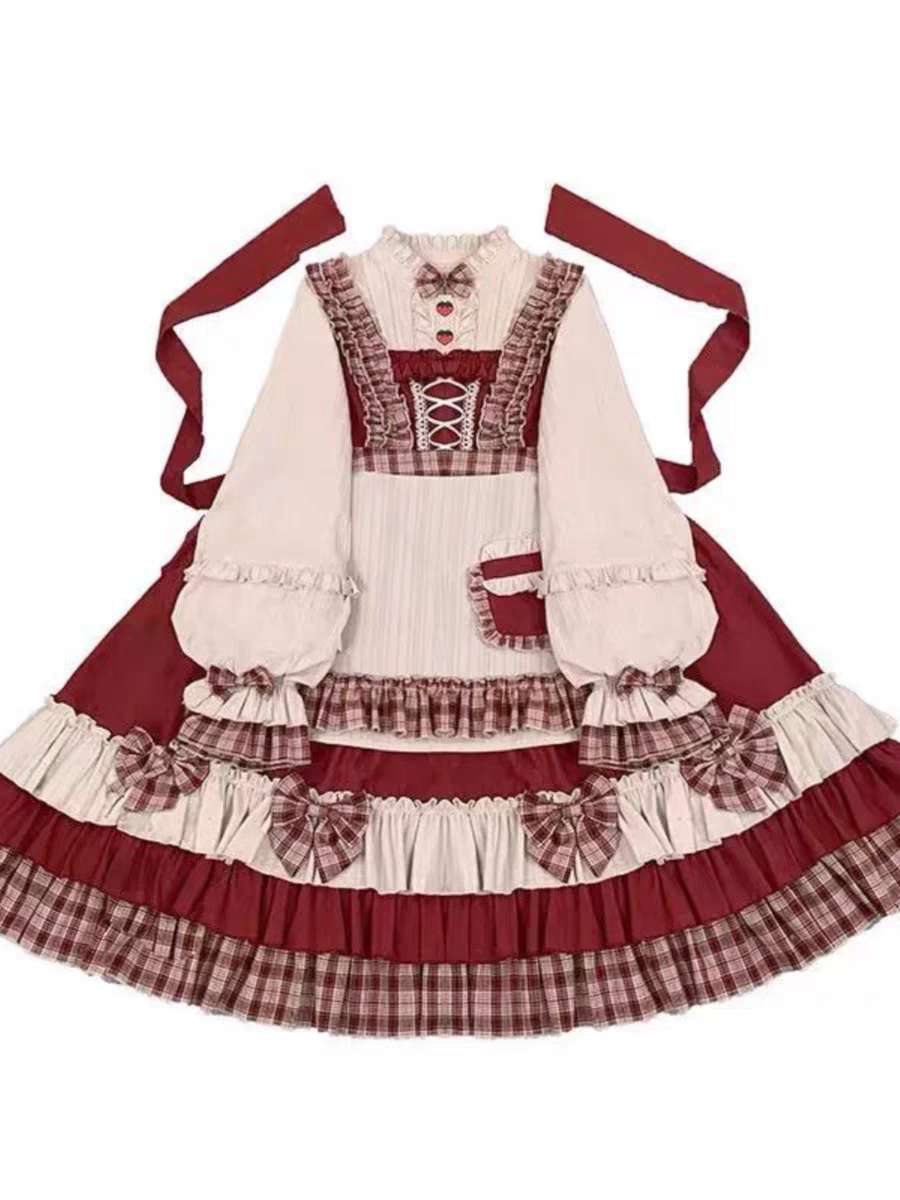 🍎🌾 “Strawberry Fields” – Country Classic Lolita Dress 🌾🍎