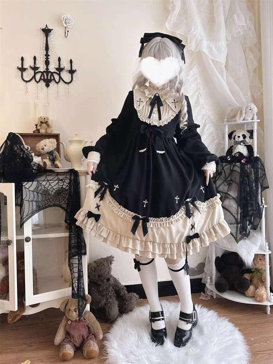 🖤🕯 "Requiem of Lace" – Gothic Lolita One-Piece 🕯🖤