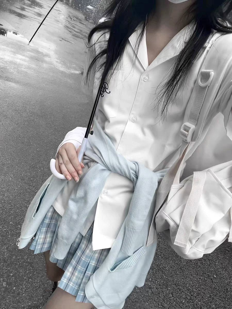 Kuizi Original Blue Plaid JK Set – Preppy School Style (3-Piece)