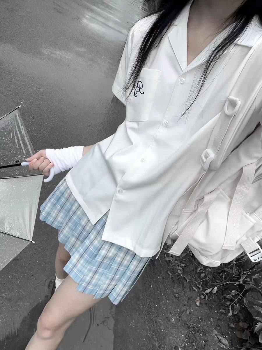 Kuizi Original Blue Plaid JK Set – Preppy School Style (3-Piece)