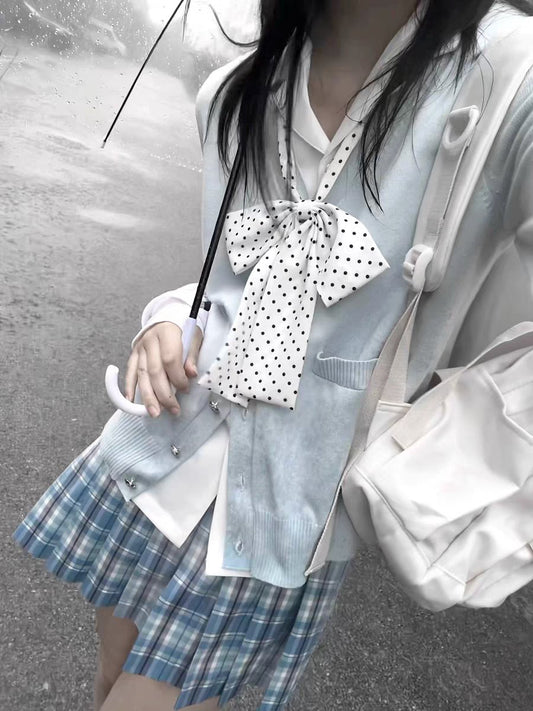 Kuizi Original Blue Plaid JK Set – Preppy School Style (3-Piece)